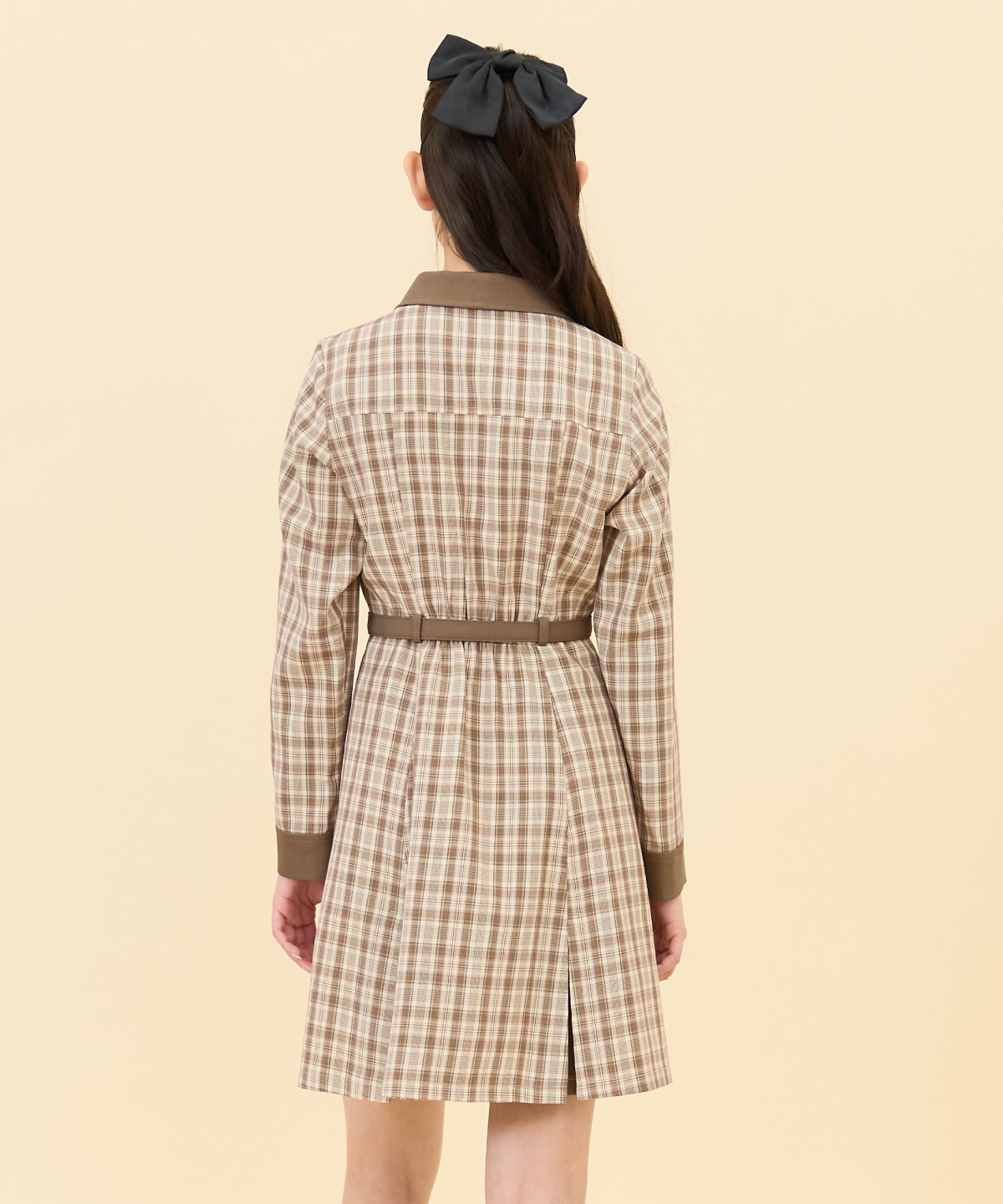 チェックバイカラーミニシャツワンピース
