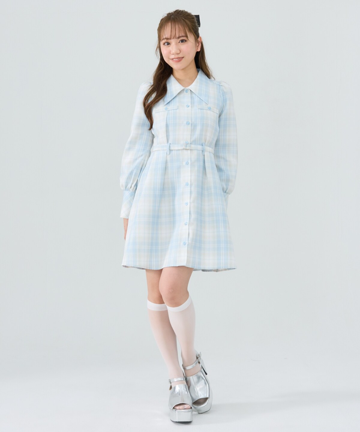 チェックミニシャツワンピース