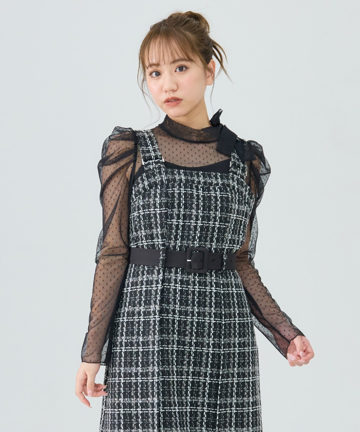 ツイードデザインジャンパースカート