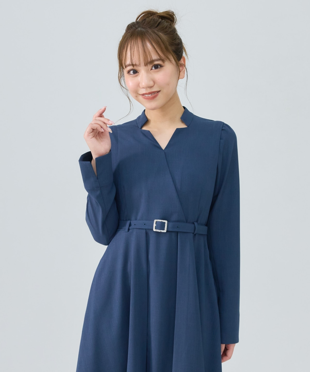 シャドウラメストライプカシュクールワンピース