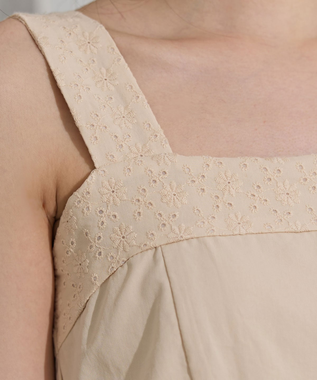 コットンレースティアードワンピース