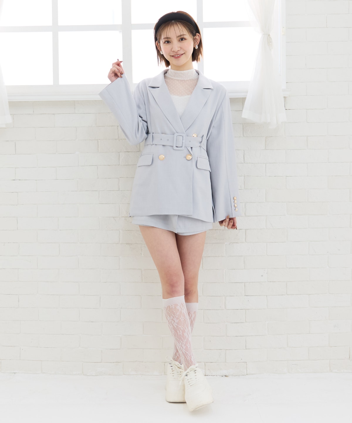 【セットアップ可能】ベルテッドダブルジャケット