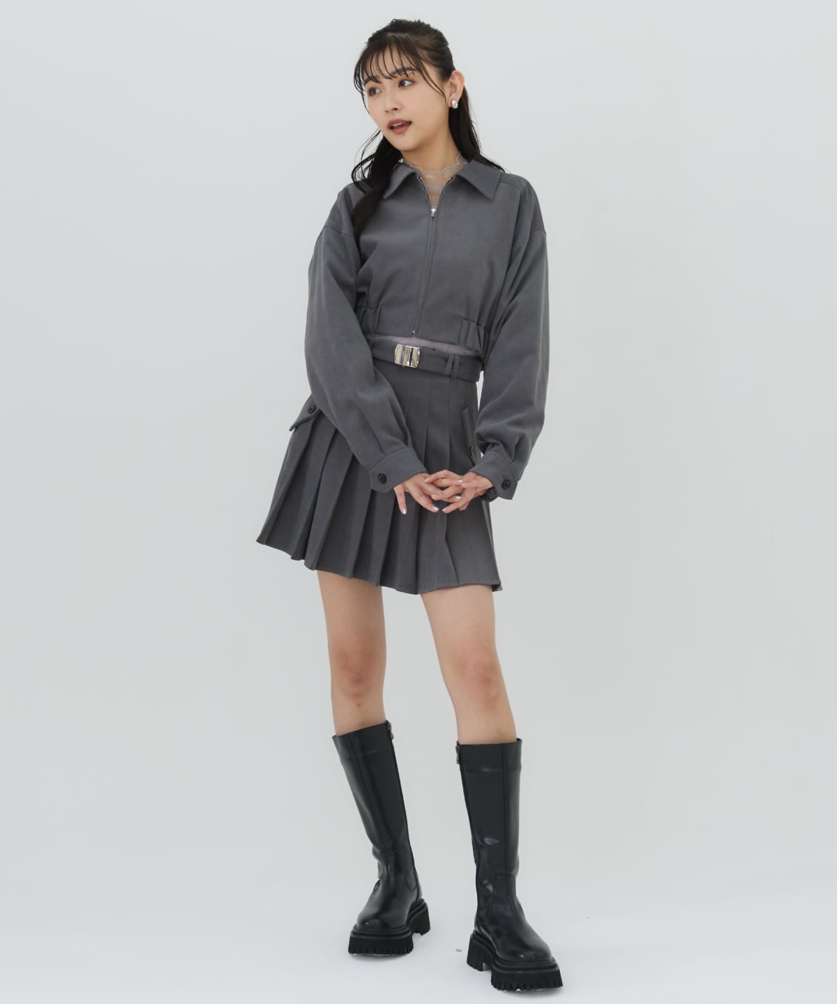 【セットアップ可能】フロントジップショートブルゾン