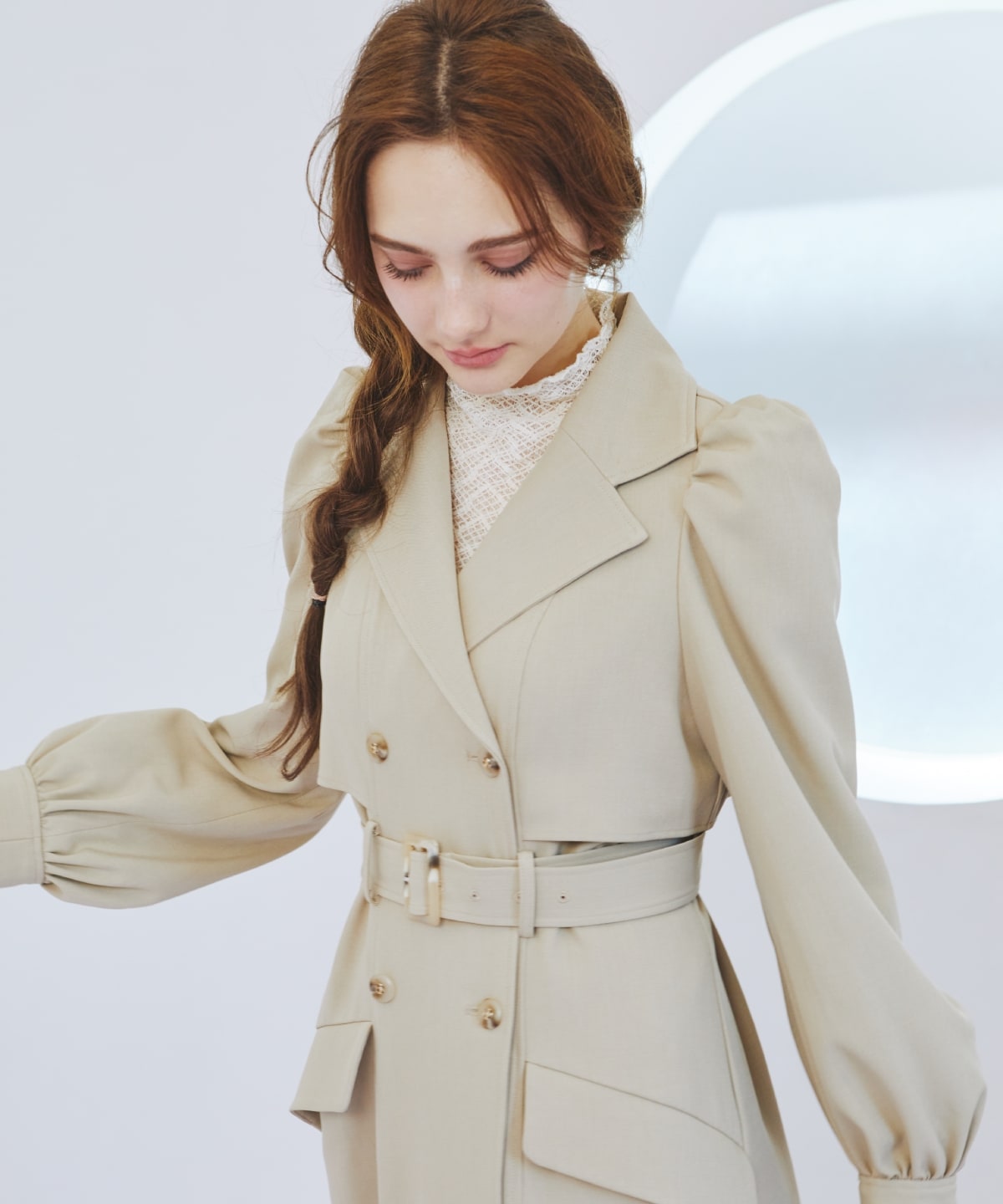 パフスリーブロングトレンチコート