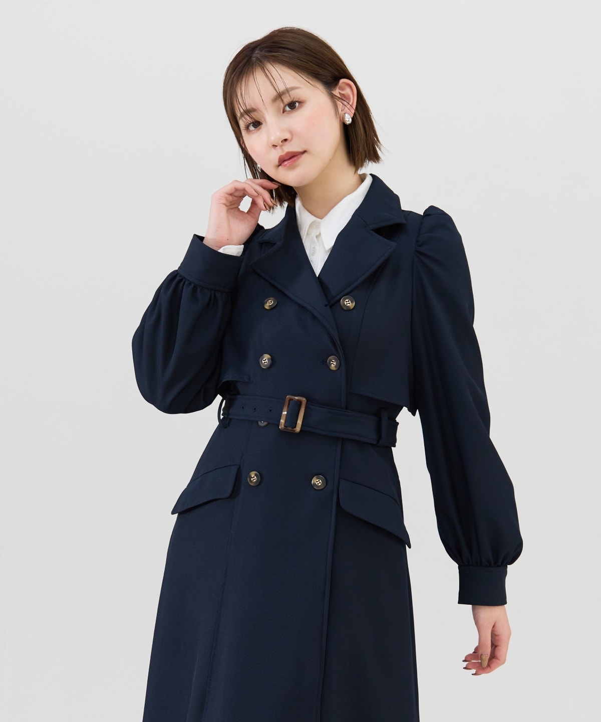 パフスリーブロングトレンチコート