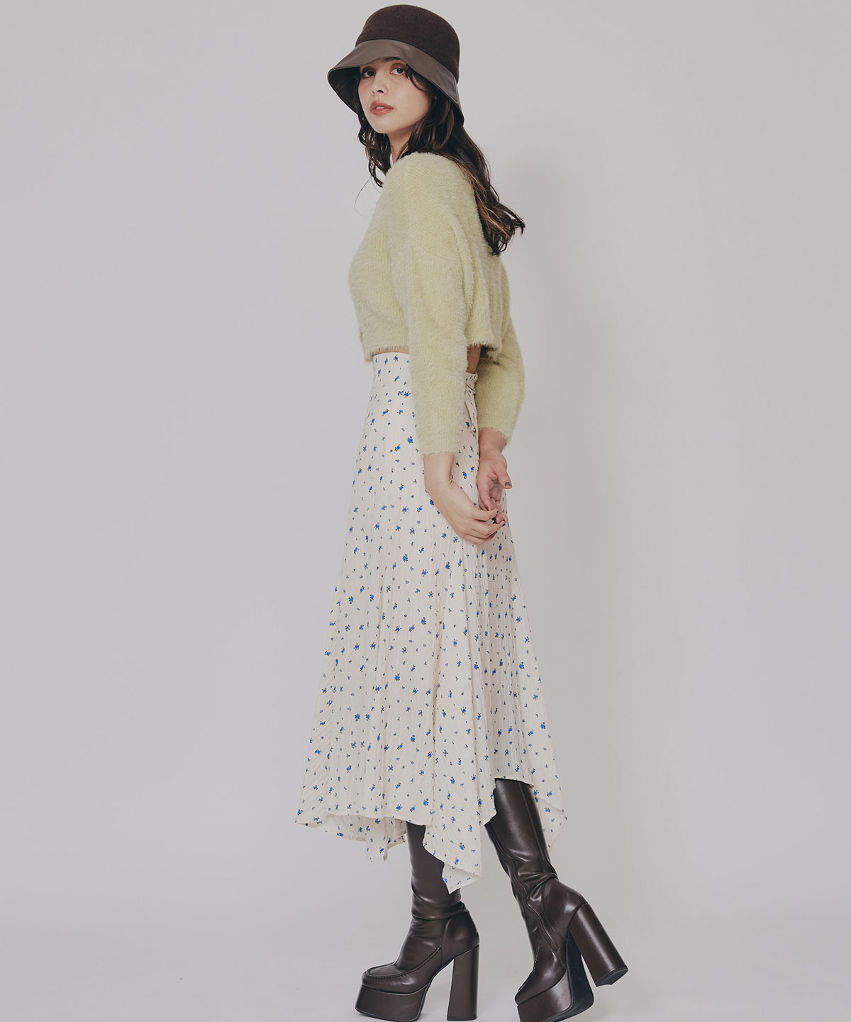 レザーコンビバケットハット