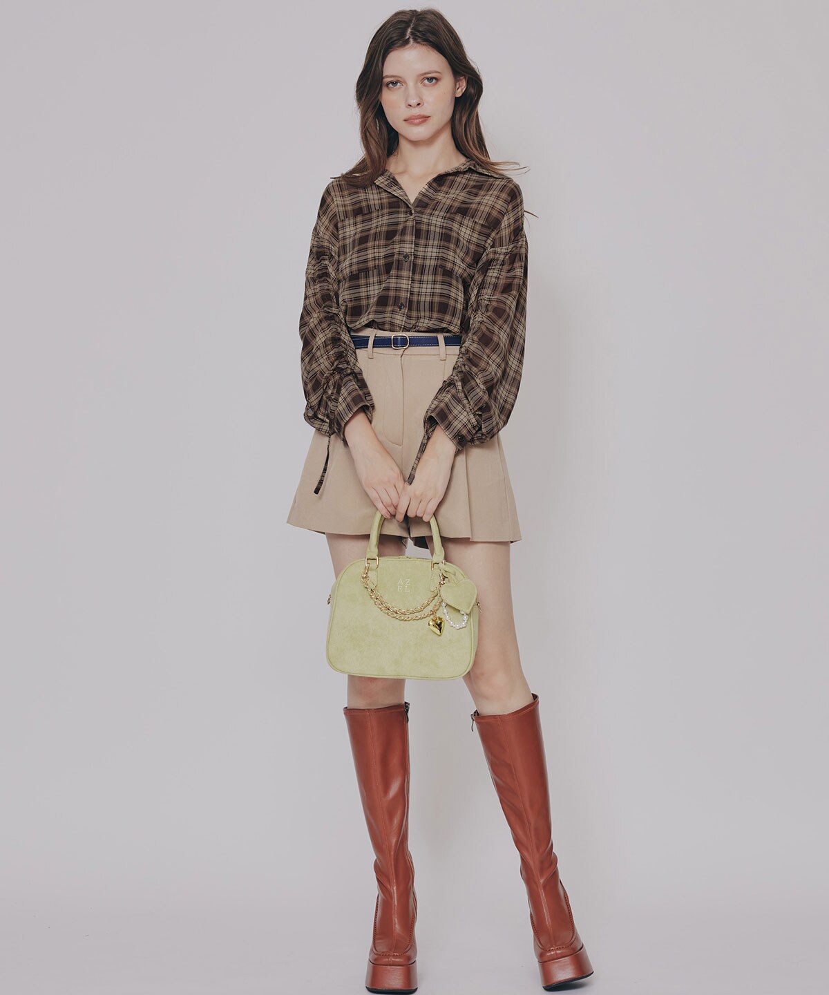 シアーチェックドロストスリーブシャツ