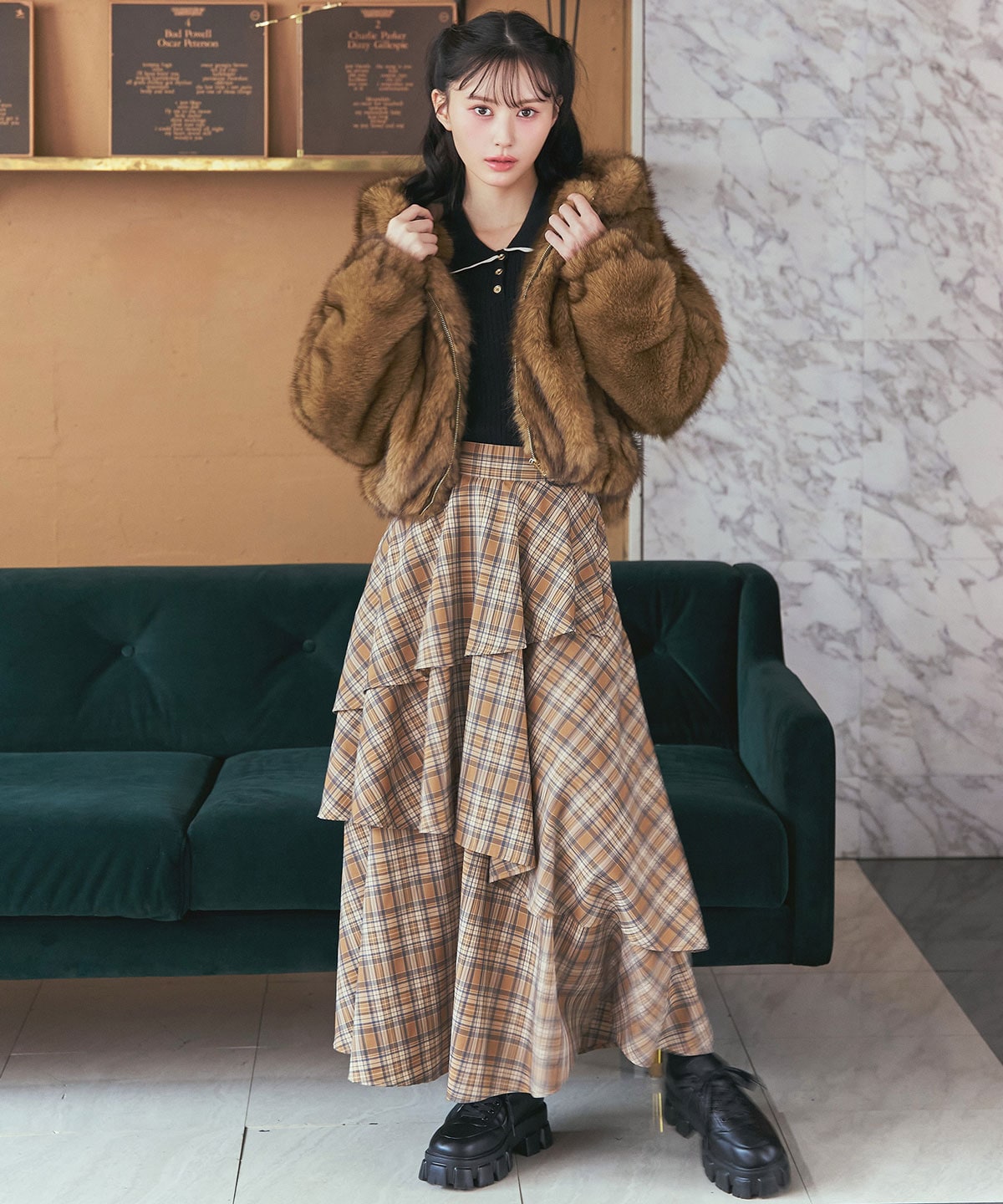 タータンチェックティアードスカート