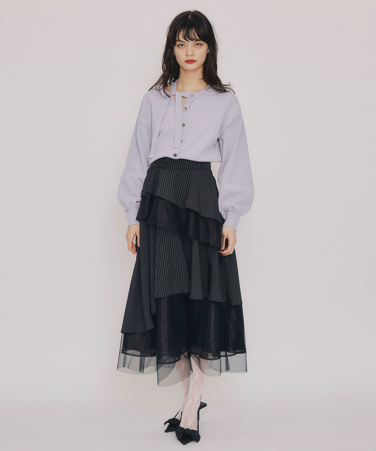 シアーMIXティアードスカート