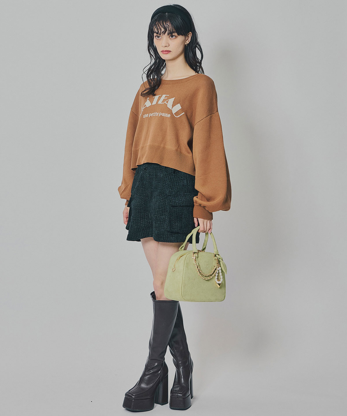 モールツイードカーゴミニスカート