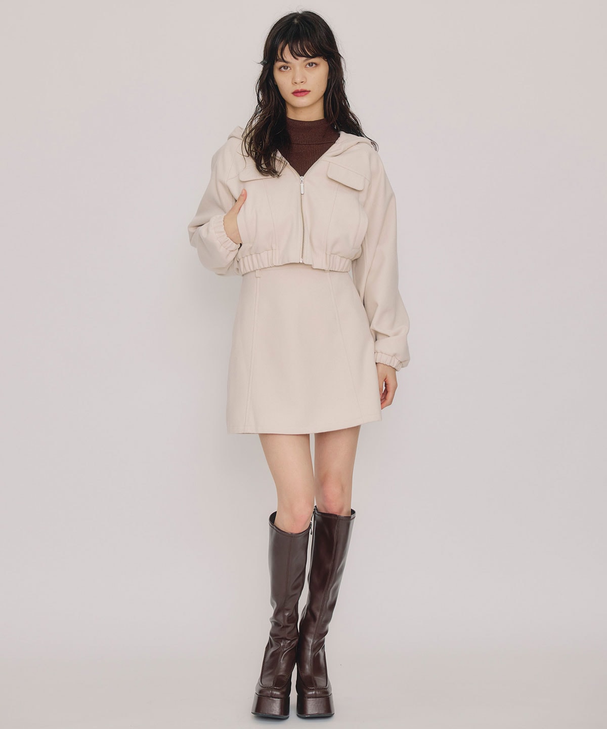 【セットアップ可能】ハイウエストフレアミニスカート