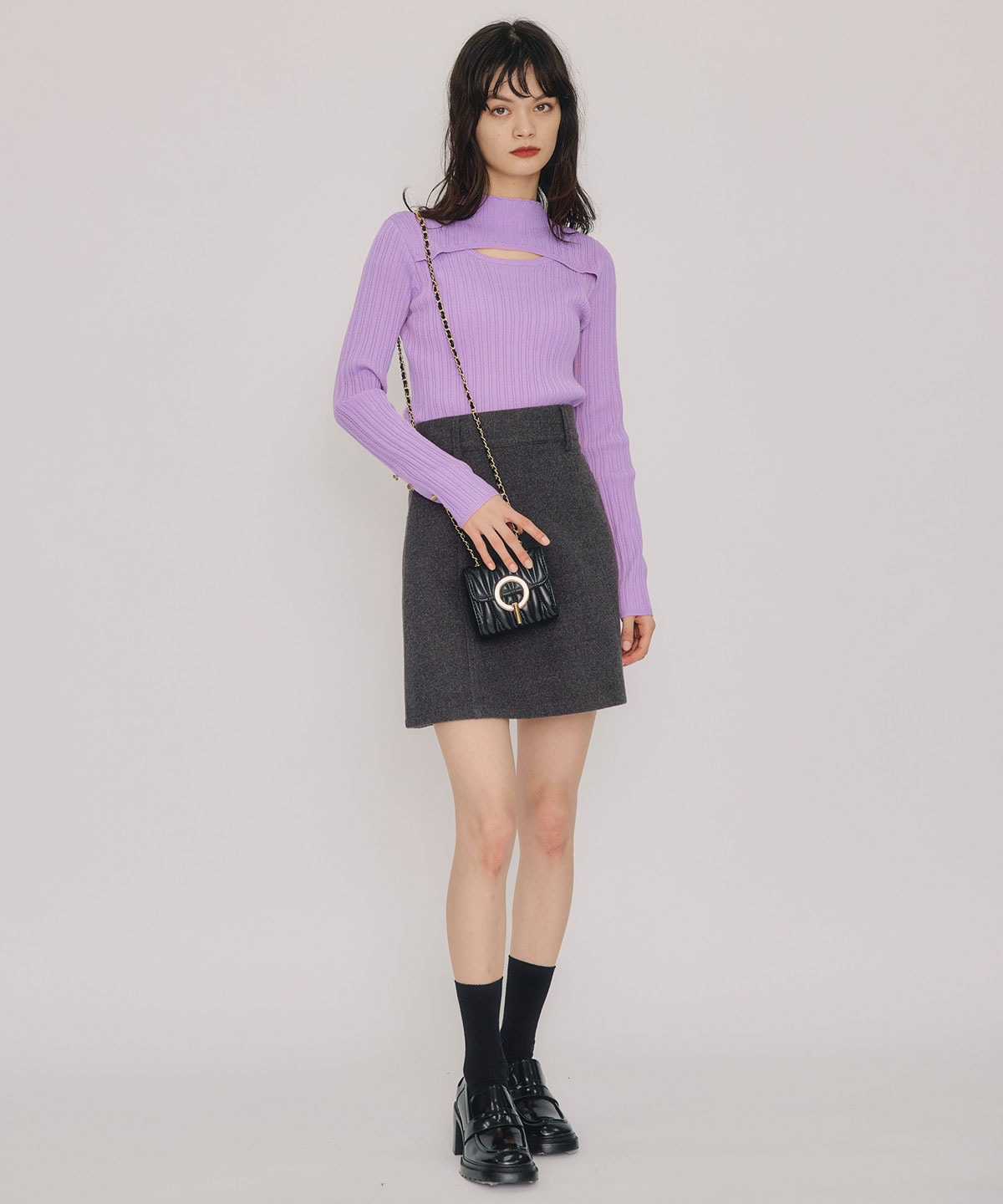 【セットアップ可能】ハイウエストフレアミニスカート