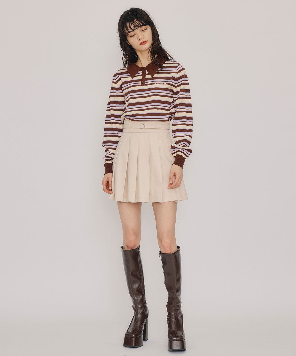 メルトンライクプリーツミニスカート