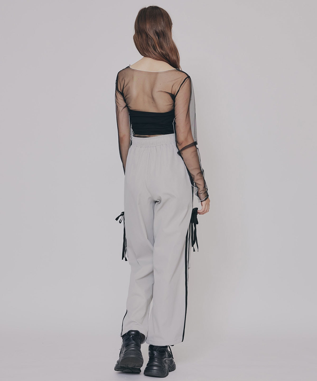 サイドリボンラインパラシュートパンツ