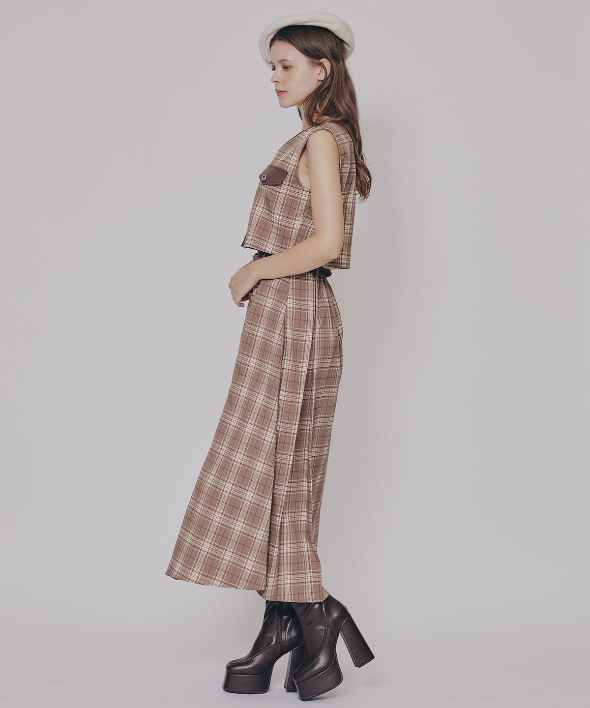 クラシカルチェックベスト&フレアスカートセットアップ