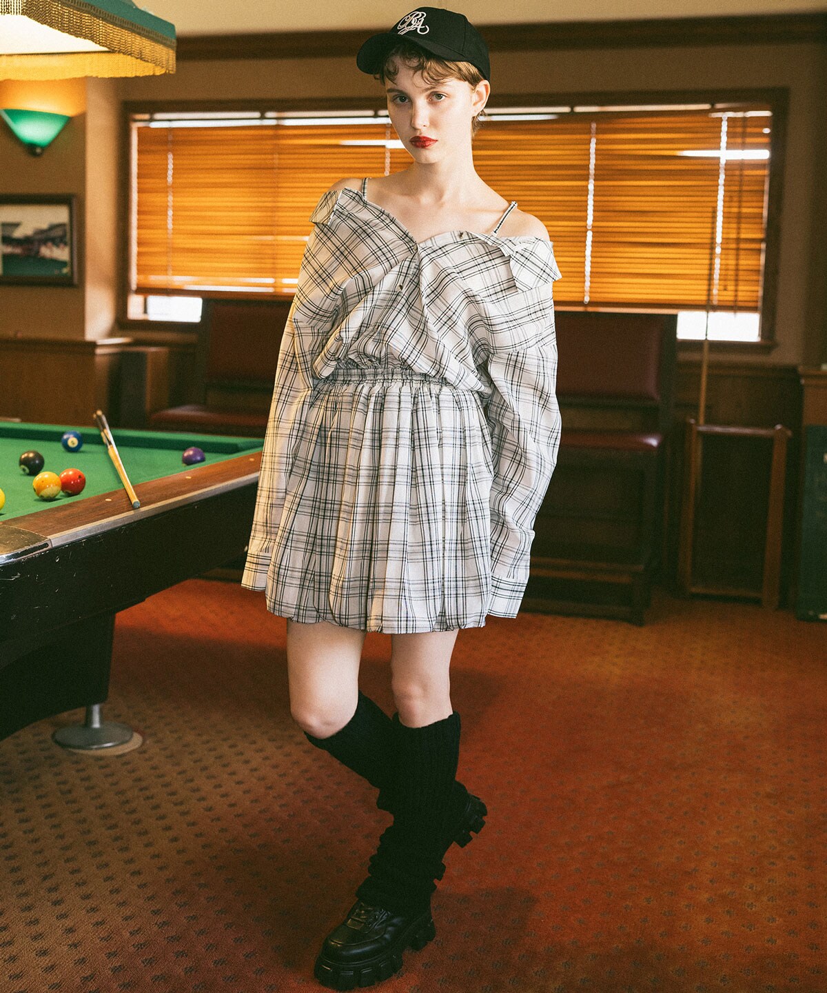 マルチWAYチェックブラウス×バルーンスカートセットアップ