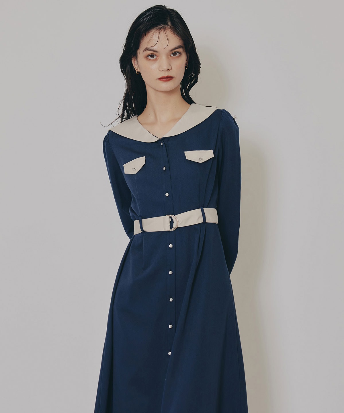 BIGセーラーカラーロングワンピース