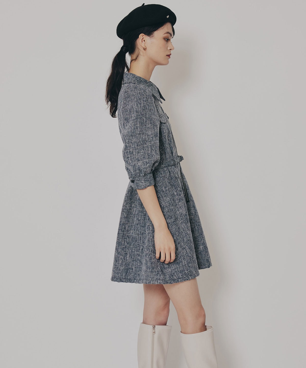 カラーミックスフロントZIPワンピース