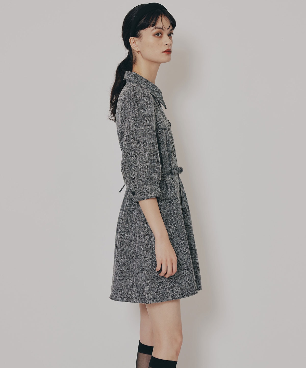 カラーミックスフロントZIPワンピース