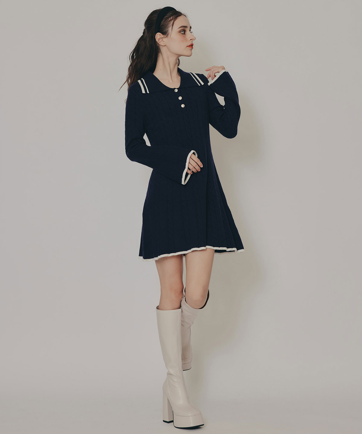 ラインケーブルミニニットワンピース