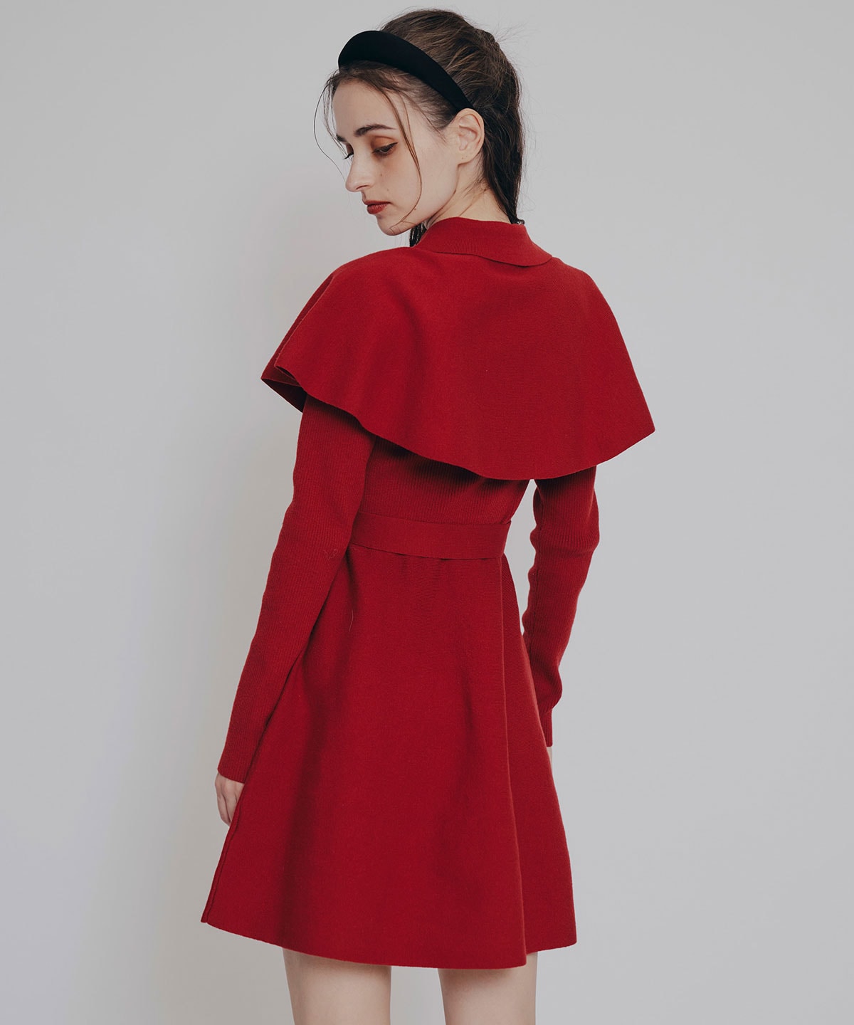 ケープSETニットフレアミニワンピース