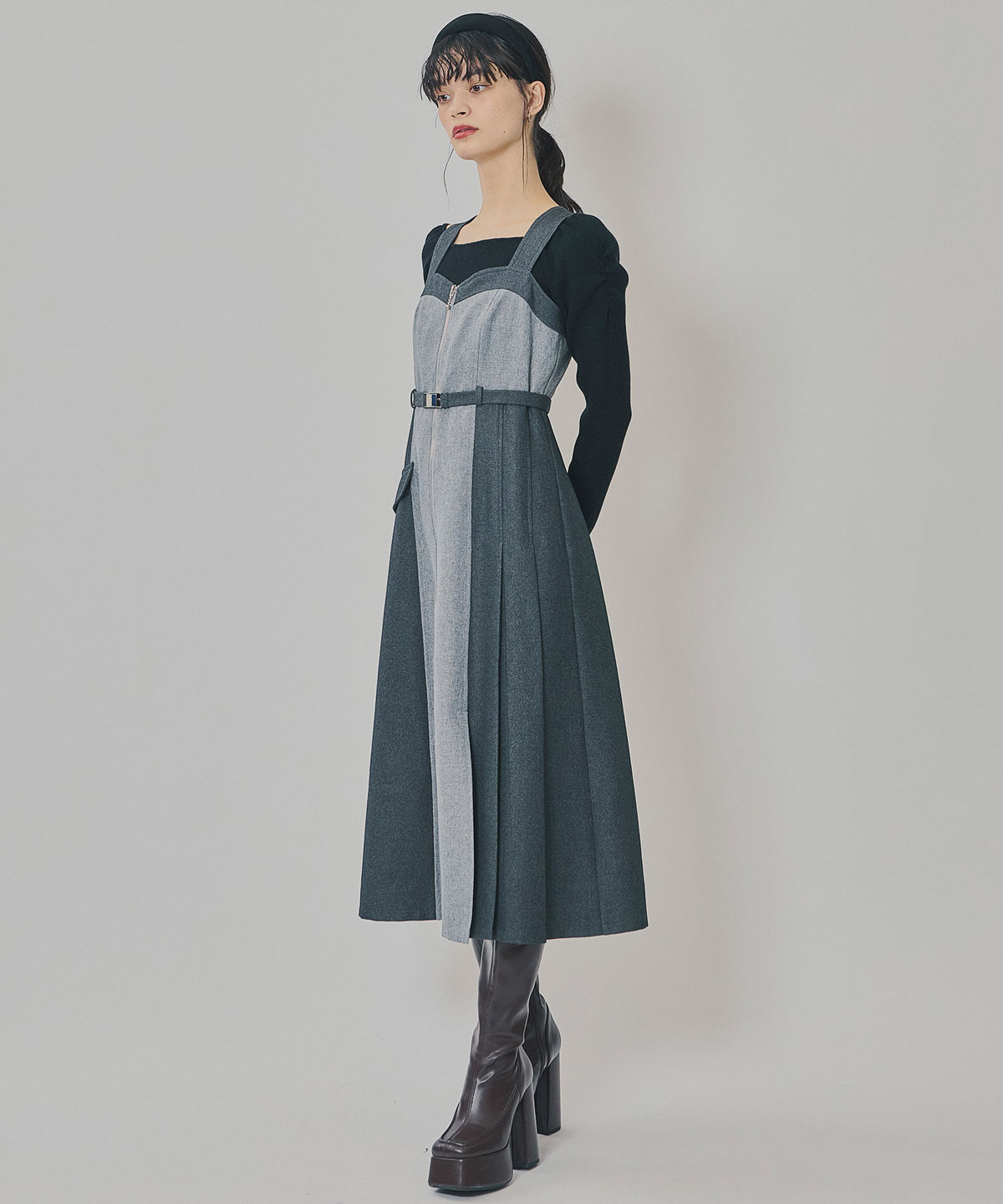 フロントジップバイカラージャンスカ