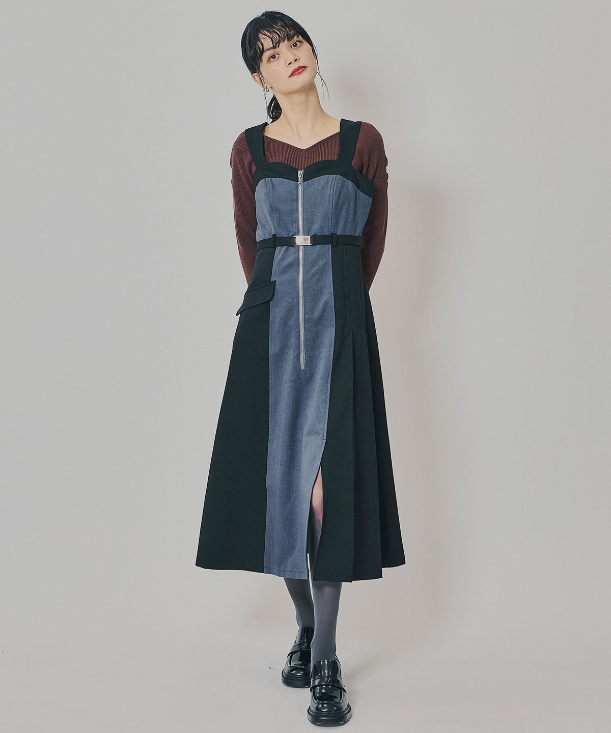 フロントジップバイカラージャンスカ