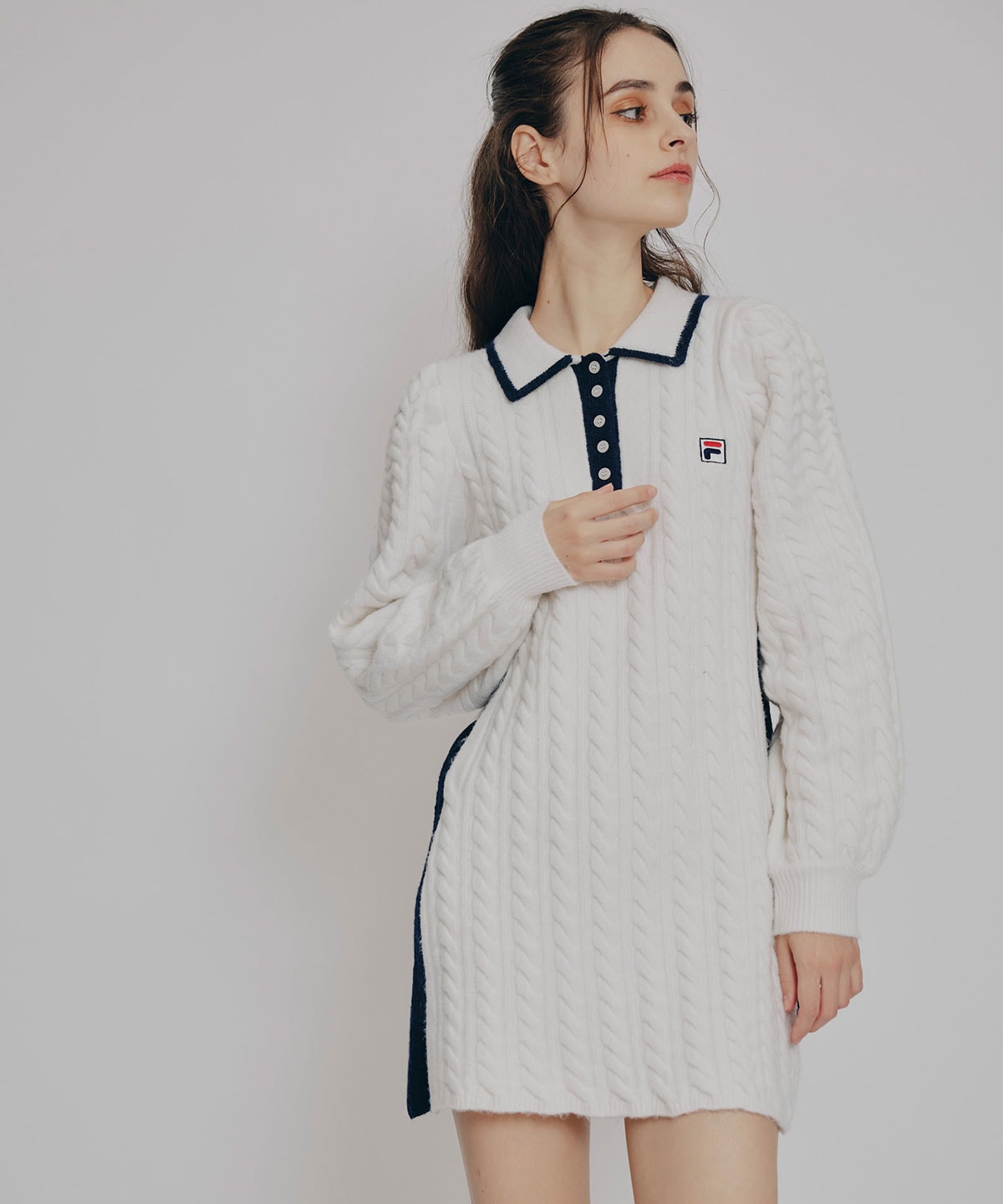 ［FILA×REDYAZEL］ケーブルニットポロミニワンピース