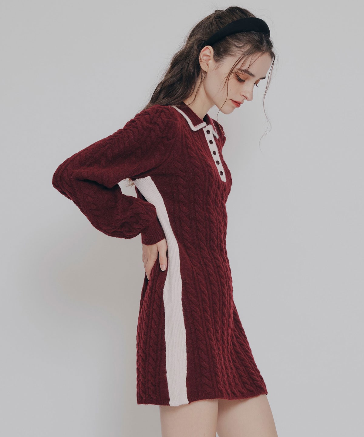 ［FILA×REDYAZEL］ケーブルニットポロミニワンピース