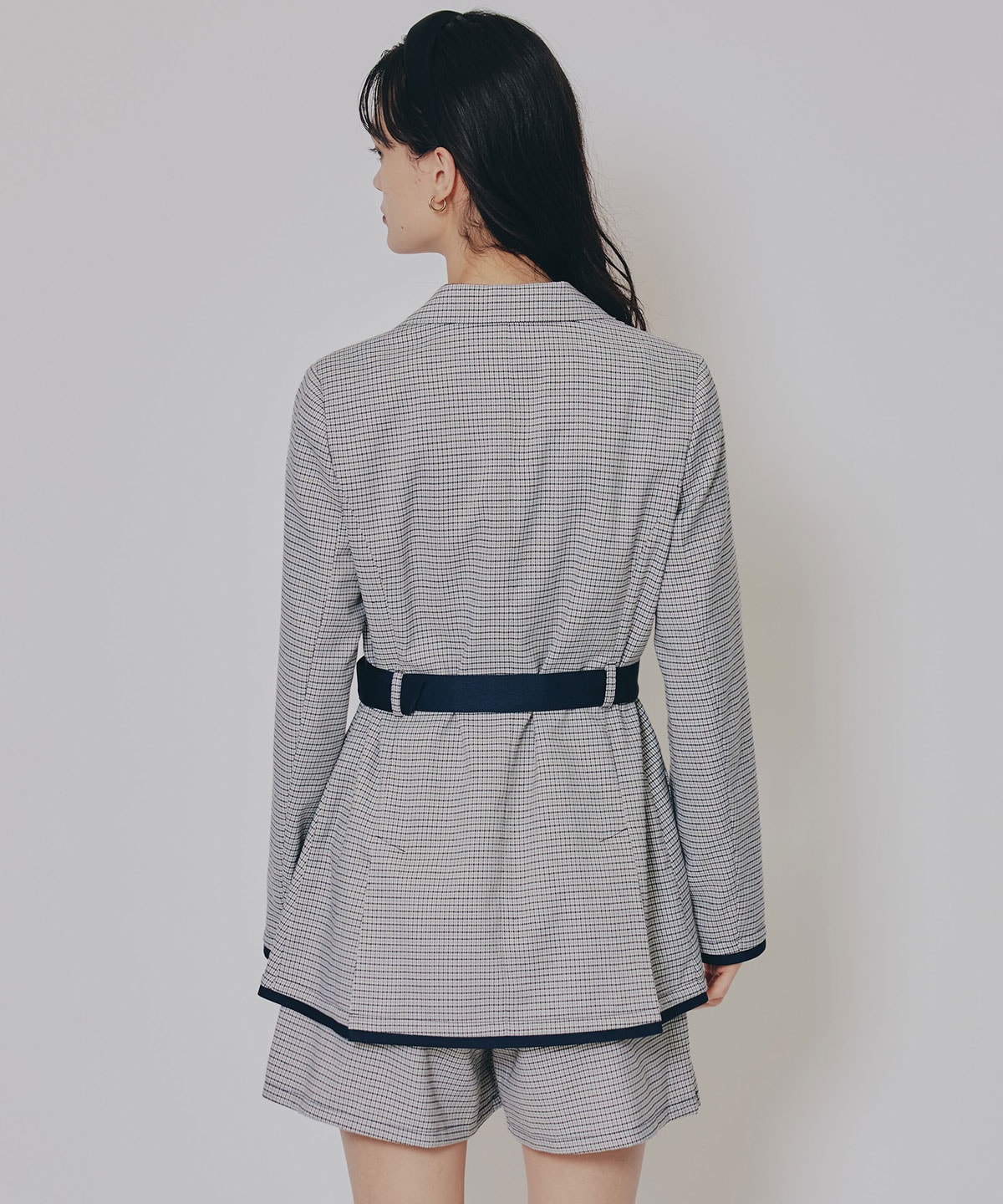 【セットアップ可能】グレンチェックダブルジャケット