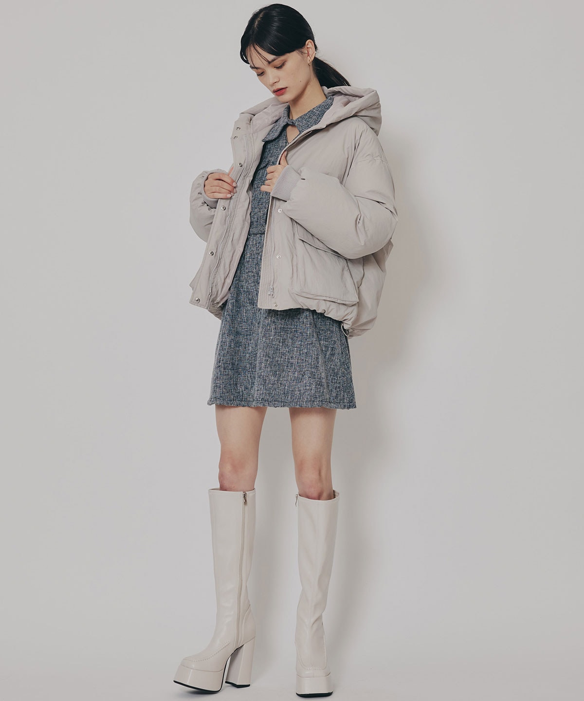 フラップポケットファイバーダウンジャケット