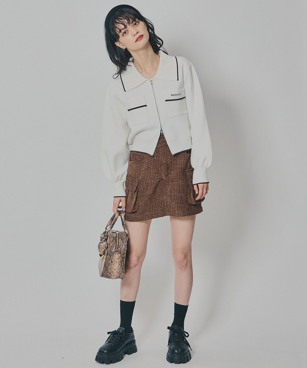 バイカラーラインZIPニットジャケット