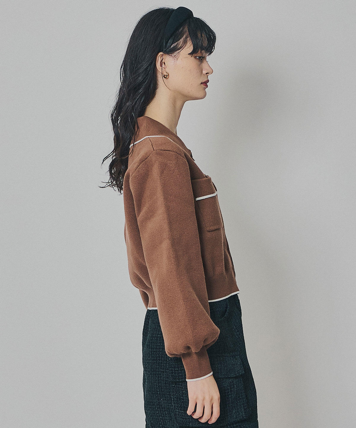 バイカラーラインZIPニットジャケット