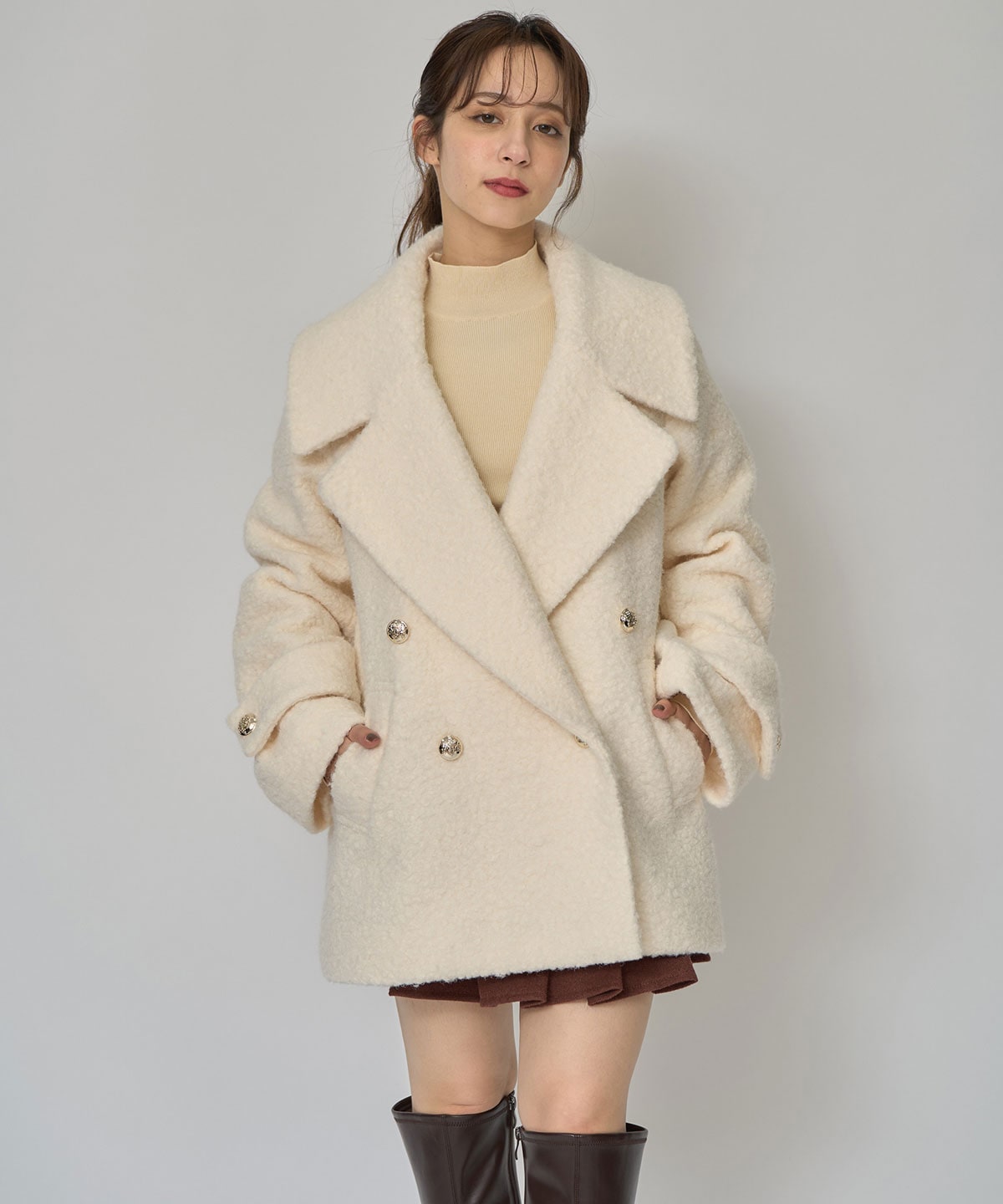 ボアダブルミドルコート