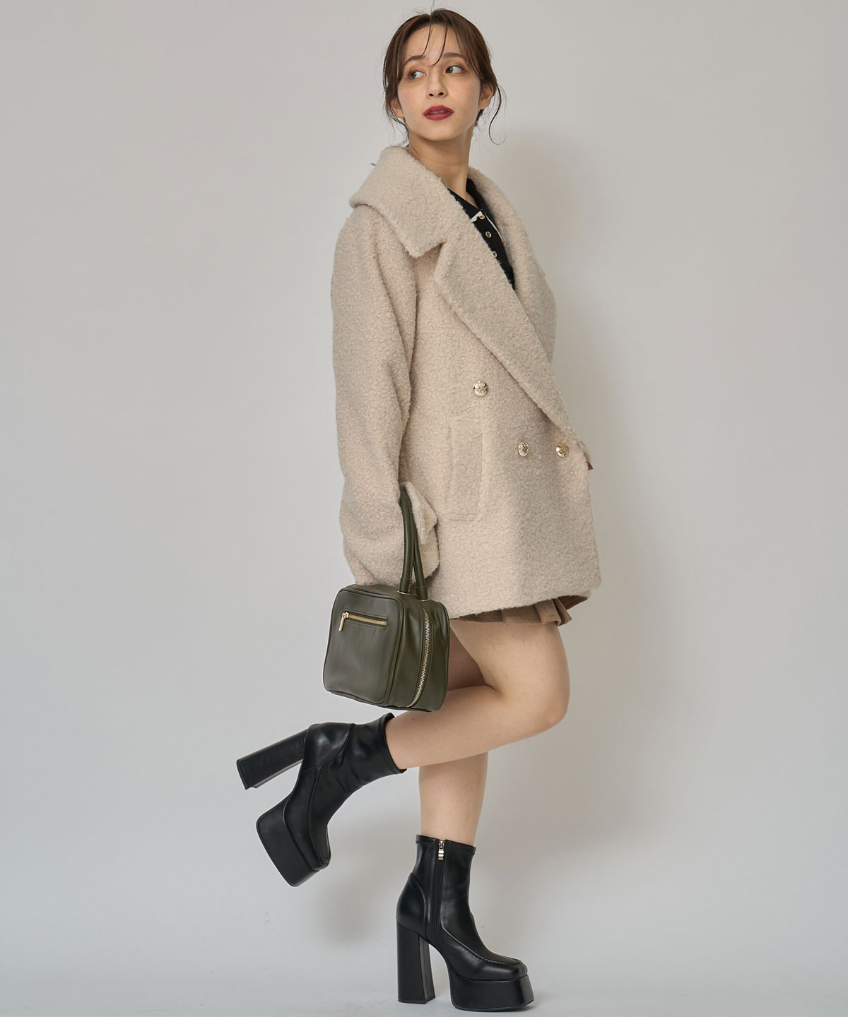 ボアダブルミドルコート