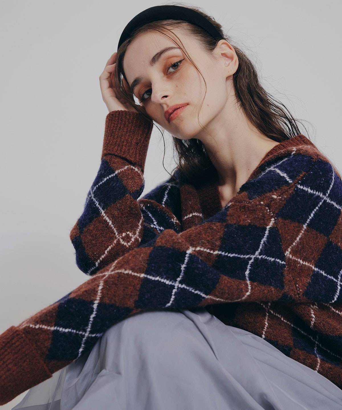 アーガイルVネックニットプルオーバー