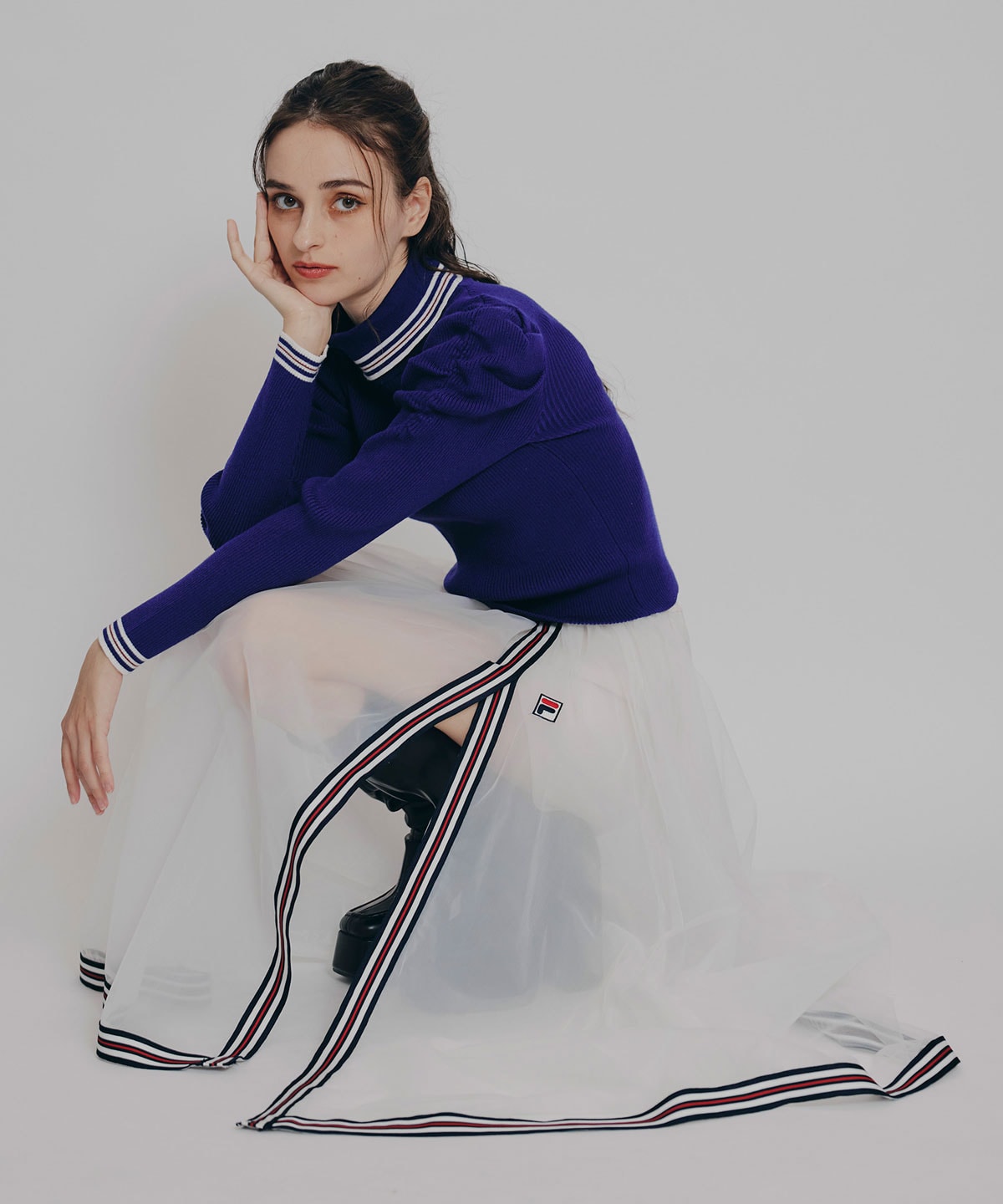 ［FILA×REDYAZEL］ラインタートルニットプルオーバー