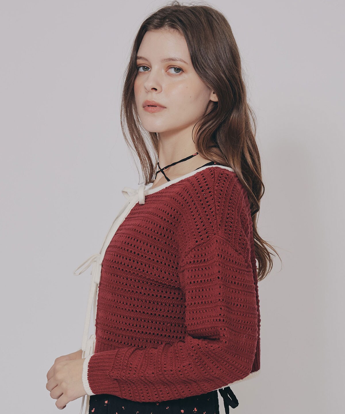 リボンニットカーディガン