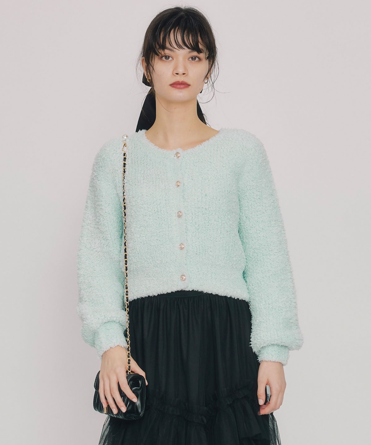 フラッフィブークレシャギーニットカーディガン