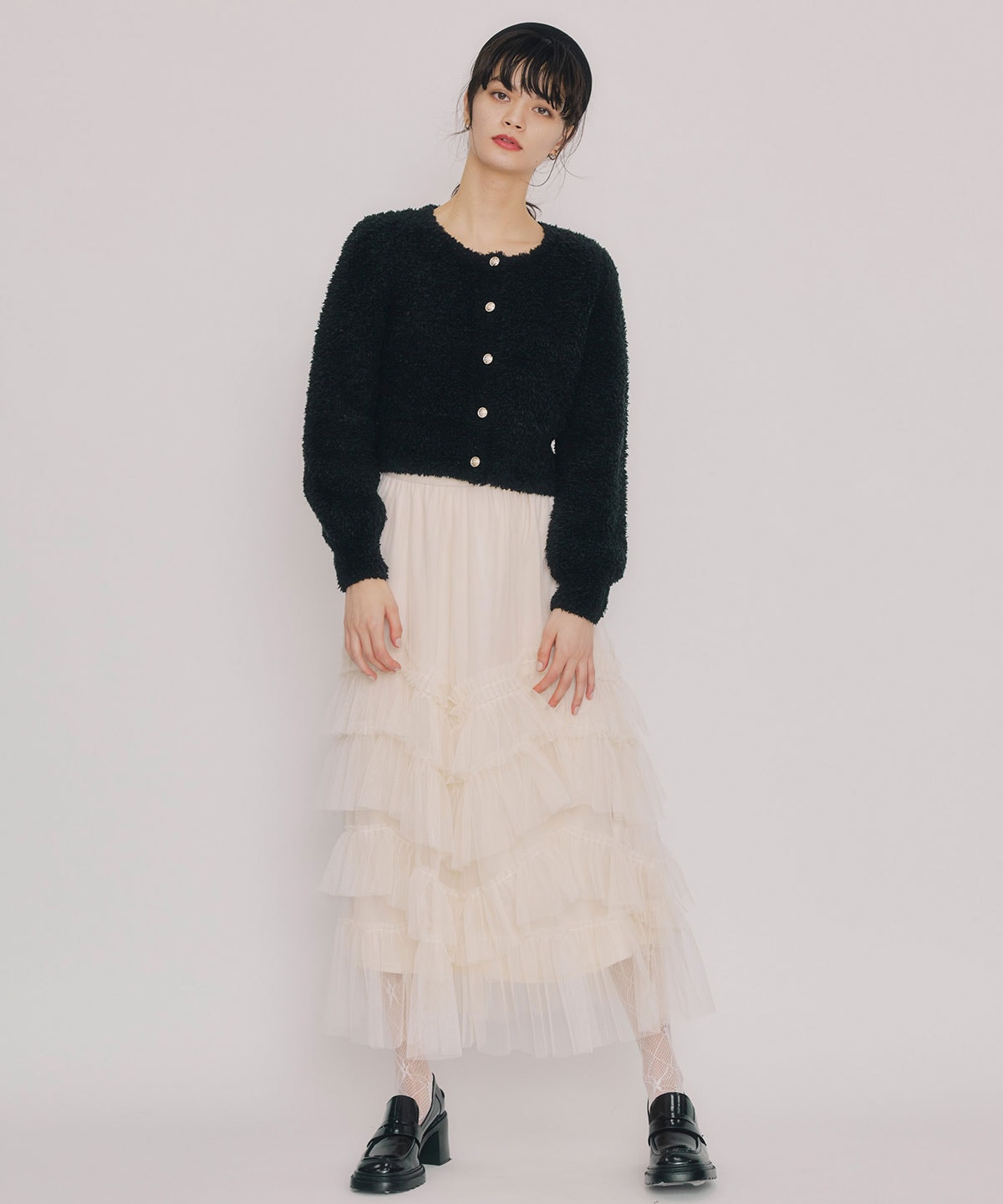 フラッフィブークレシャギーニットカーディガン