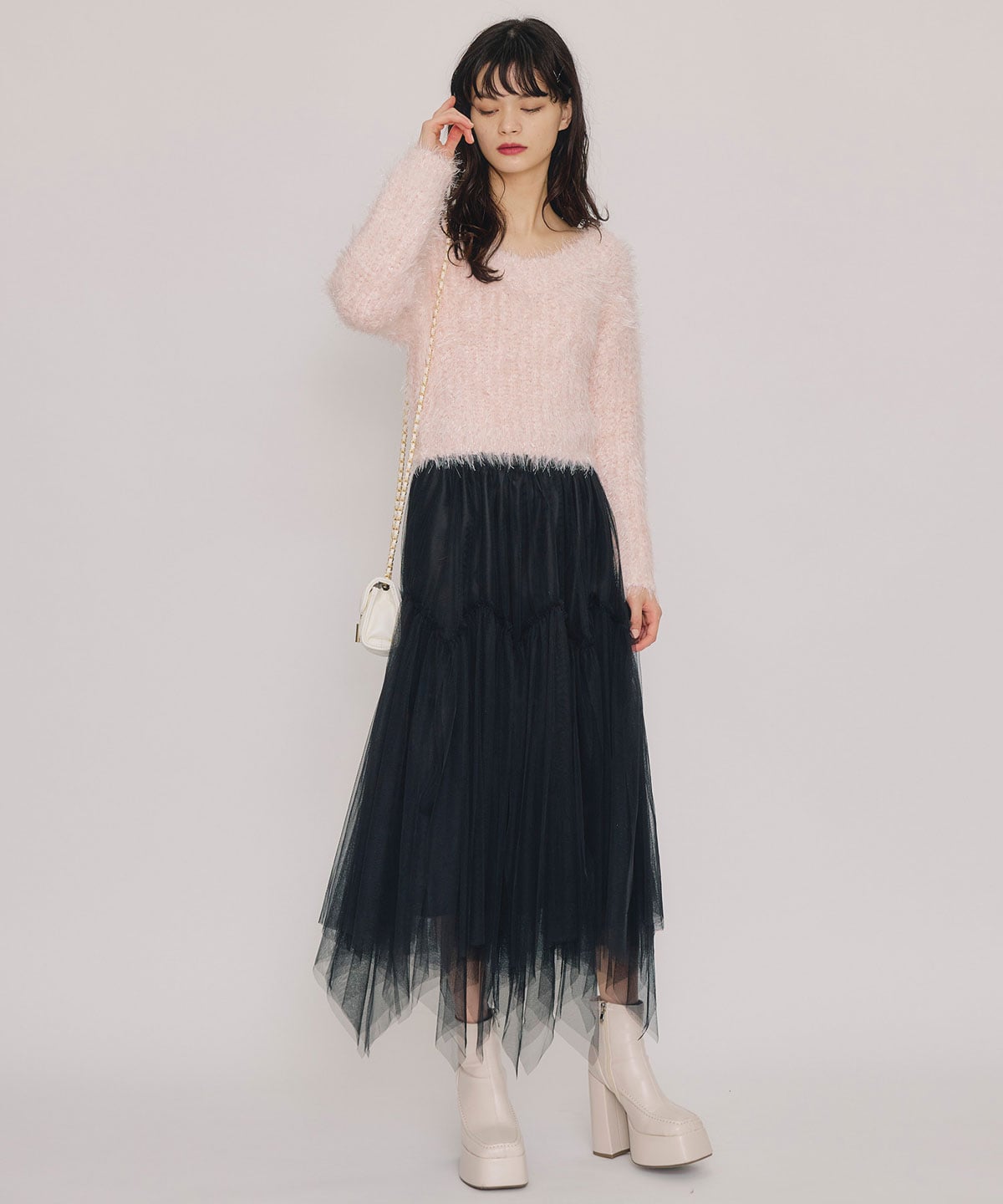 ブークレラメシャギーニットプルオーバー