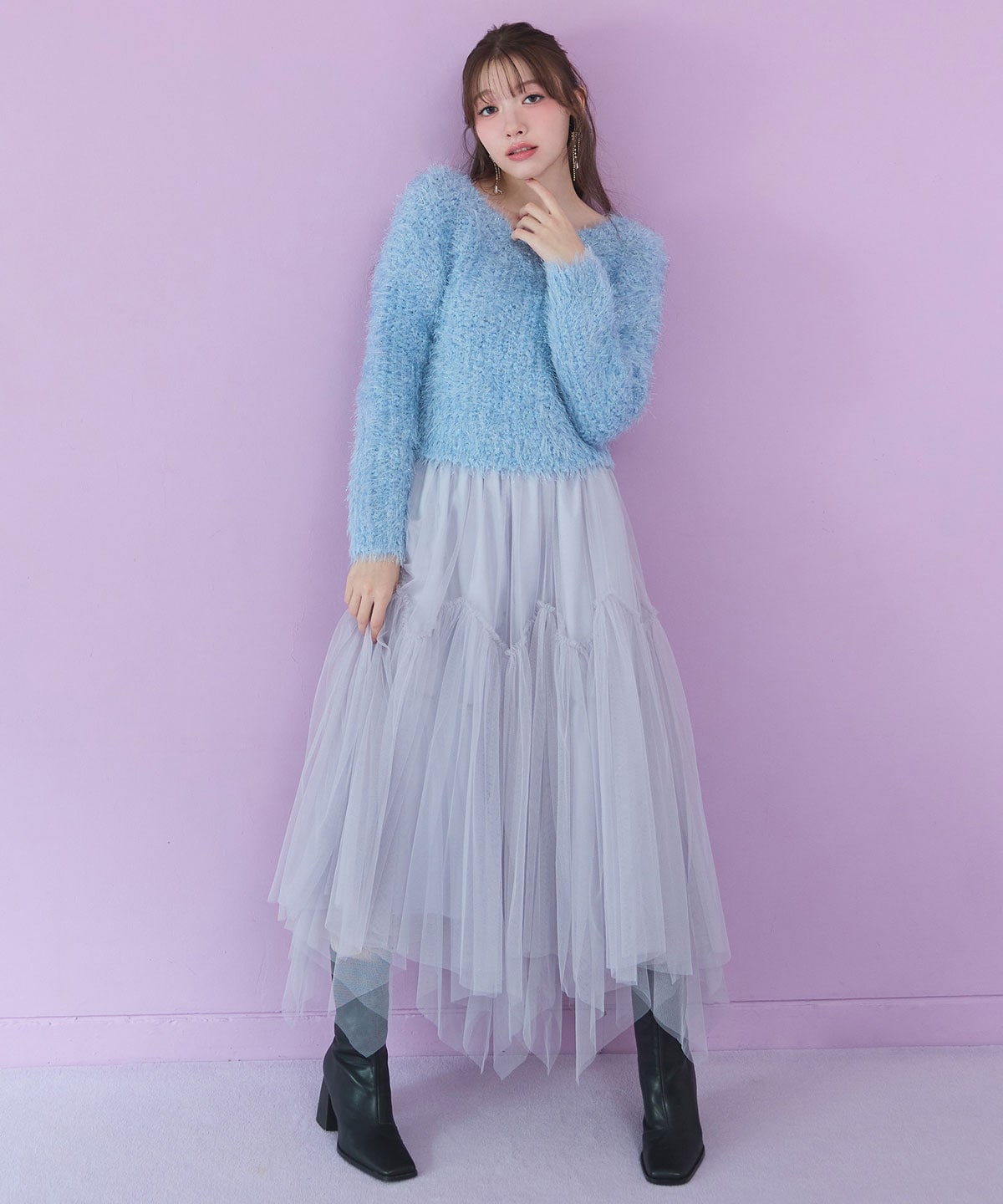 ブークレラメシャギーニットプルオーバー