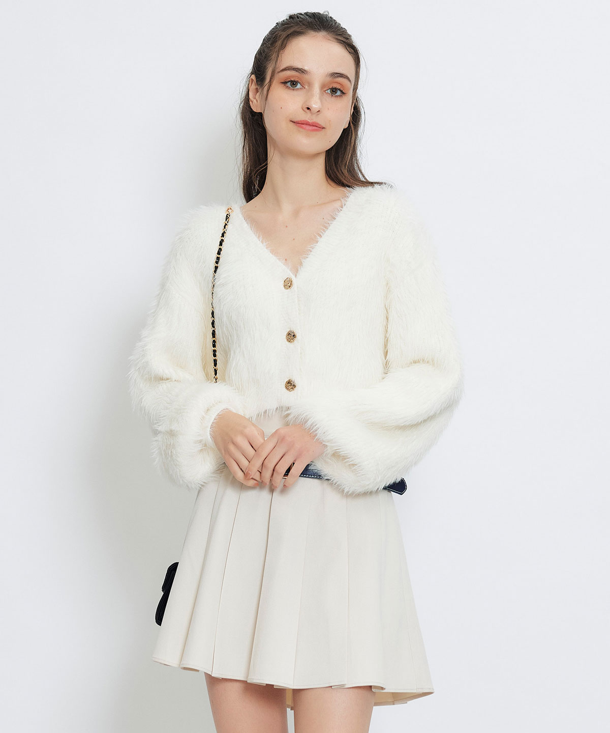 コンパクトシャギーニットカーディガン