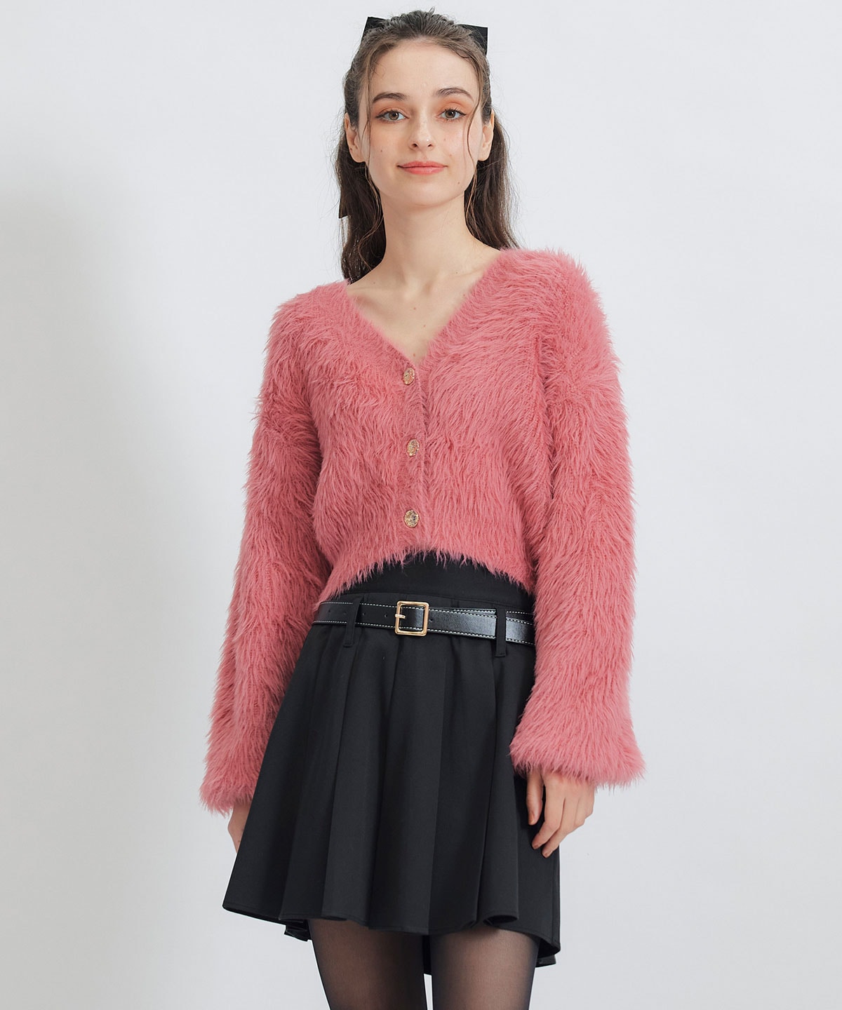 コンパクトシャギーニットカーディガン