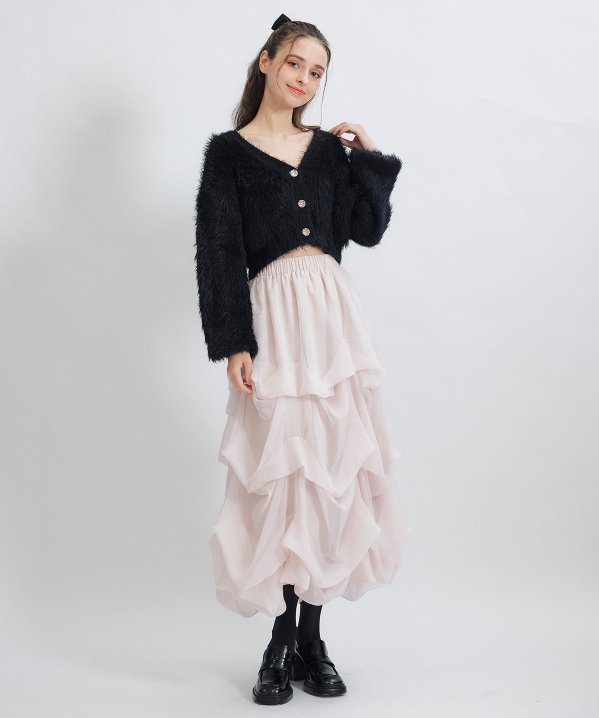 コンパクトシャギーニットカーディガン