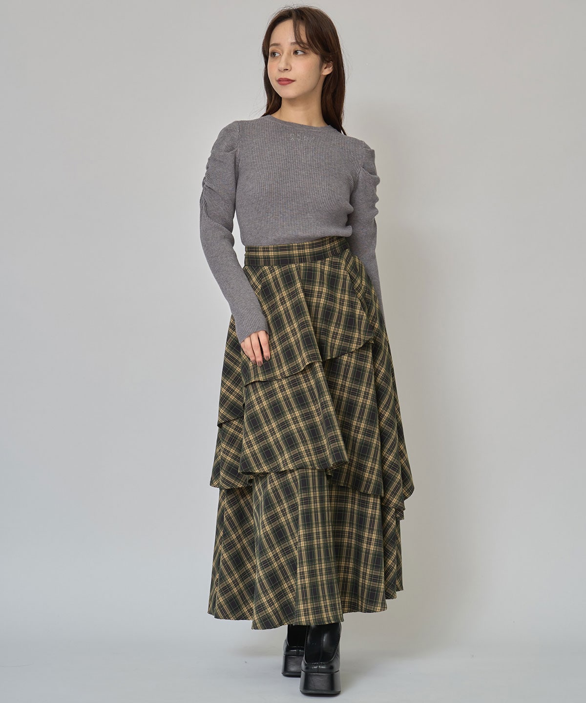 パワショルロゴリブニットトップス