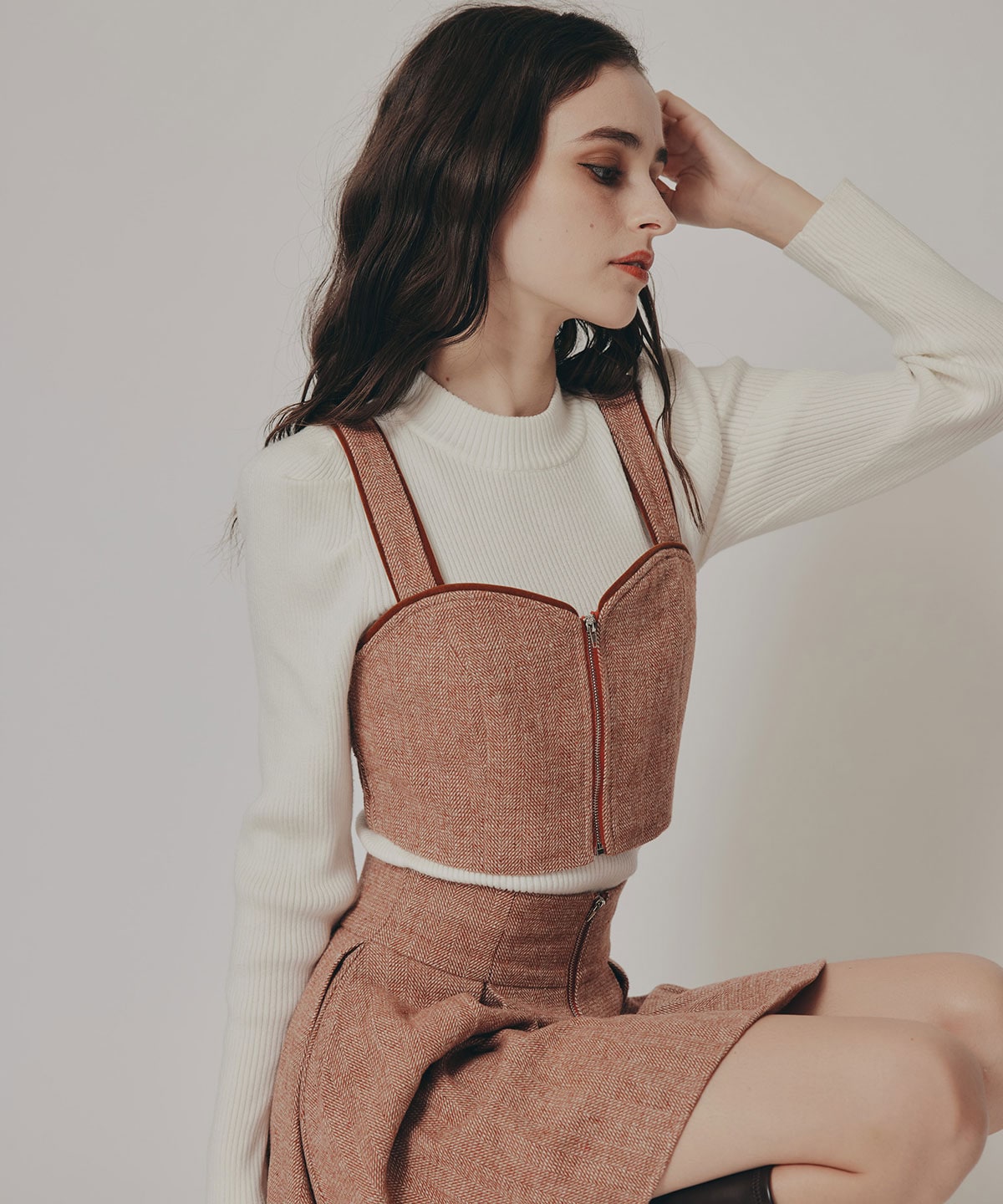 パワショルボトルネックニットトップス