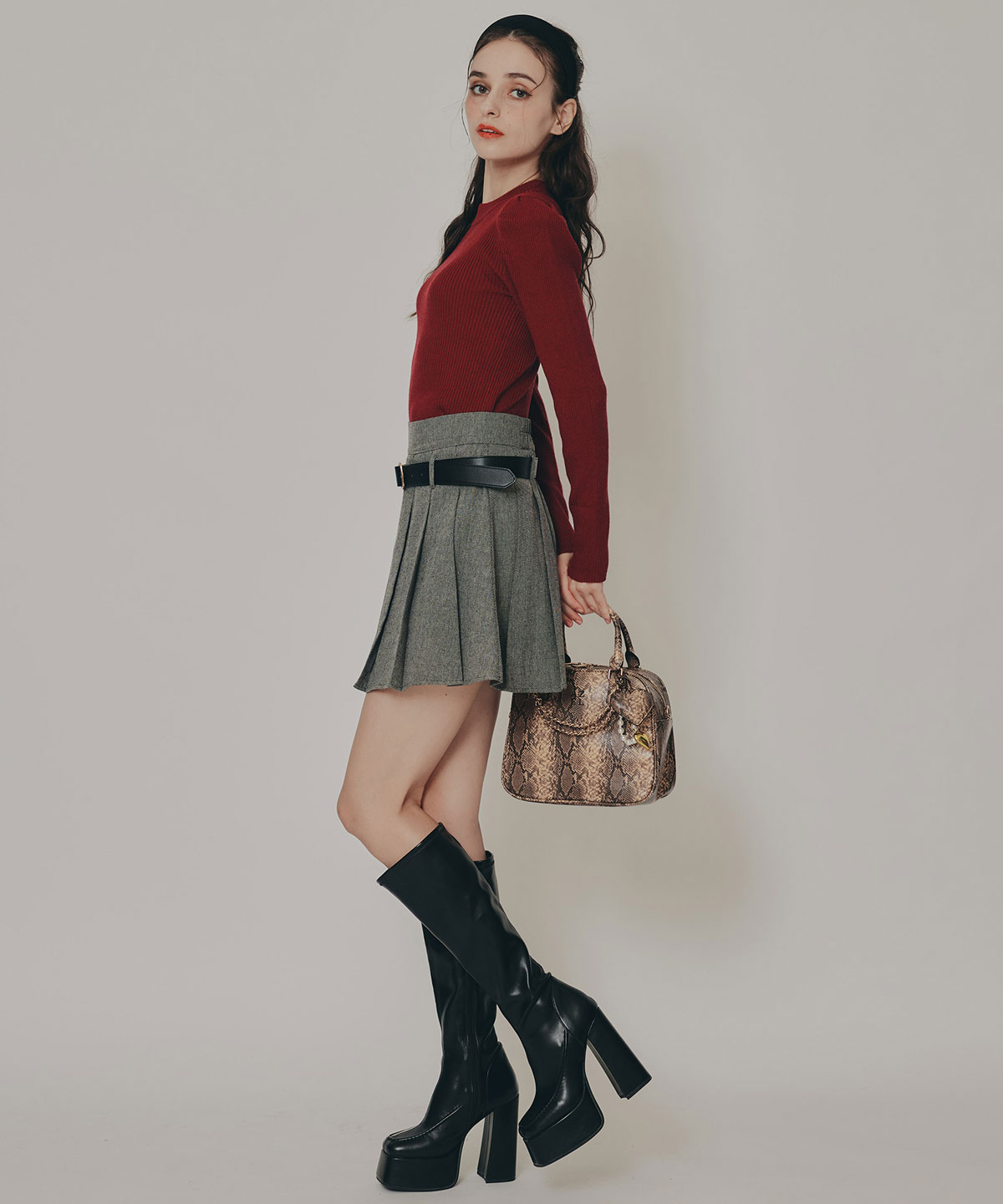 パワショルボトルネックニットトップス