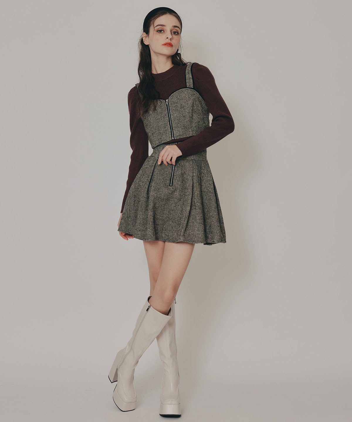 パワショルボトルネックニットトップス