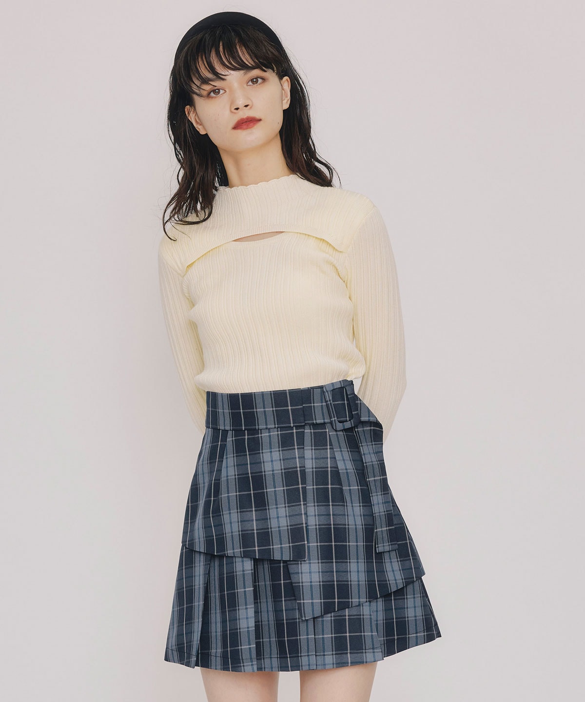 レイヤードデザインランダムリブニットプルオーバー